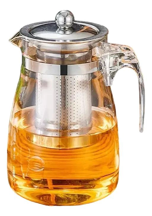 TETERA DE VIDRIO Y ACERO INOXIDABLE CON INFUSOR 900 ML - 1