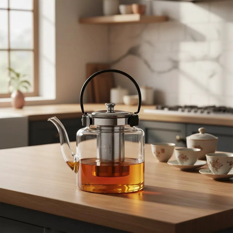 TETERA DE VIDRIO CON INFUSOR PARA FUEGO 1200 ML - 1