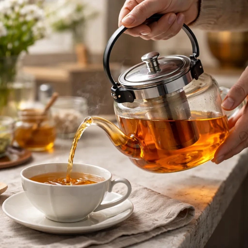 TETERA DE VIDRIO CON INFUSOR PARA FUEGO 1200 ML - 2