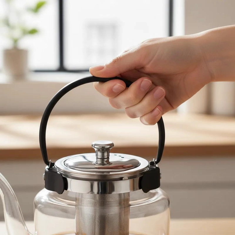 TETERA DE VIDRIO CON INFUSOR PARA FUEGO 1200 ML - 4