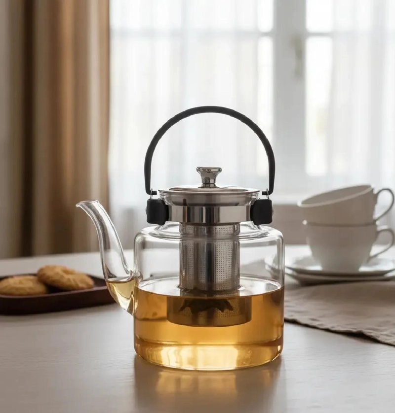 TETERA DE VIDRIO CON INFUSOR PARA FUEGO 1200 ML - 6