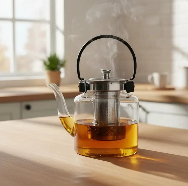 TETERA DE VIDRIO CON INFUSOR PARA FUEGO 1200 ML - 7