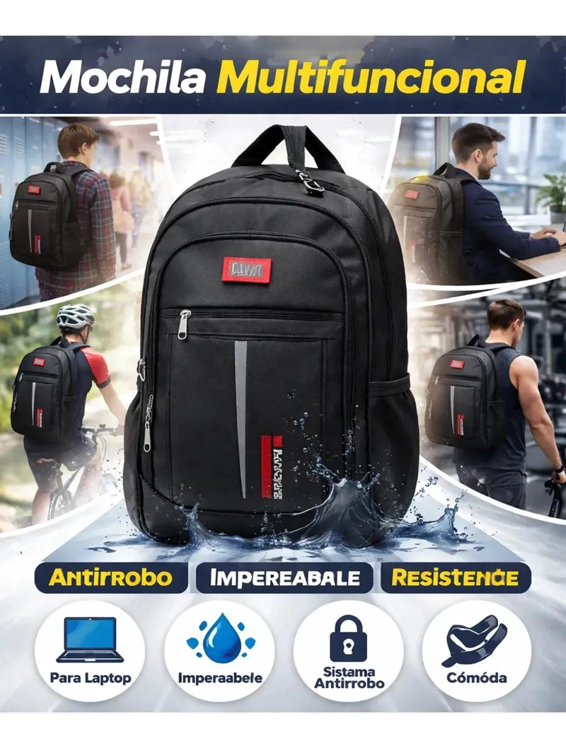 MOCHILA ESCOLAR IMPERMEABLE Y FUNCIONAL PARA NOTEBOOK - 3