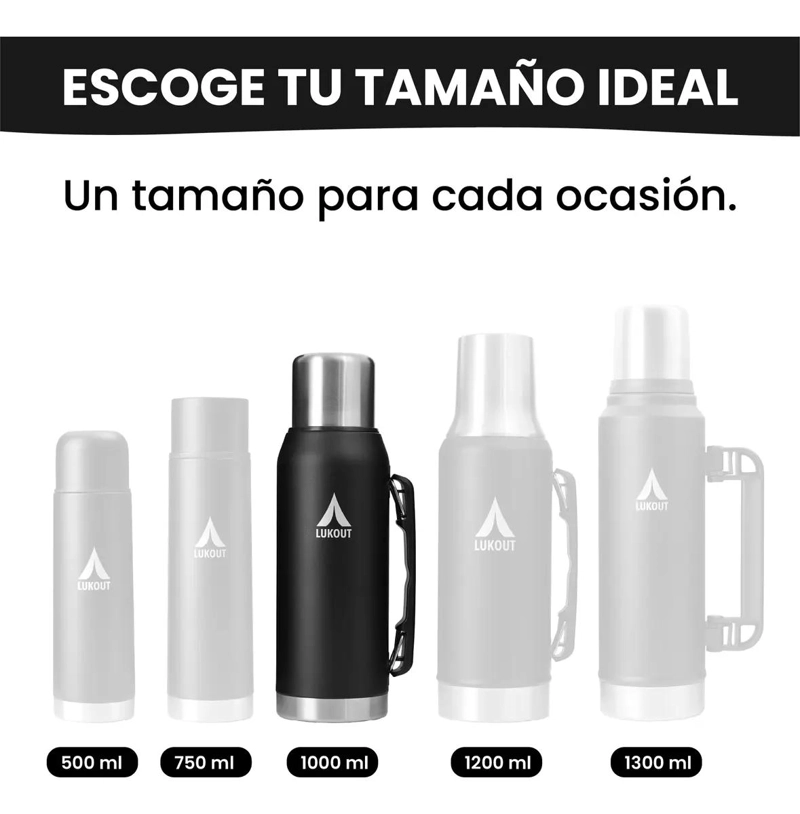 KIT TERMO 1000 ML Y MATE 170 ML PARA BEBIDAS CALIENTES Y FRIAS - 1