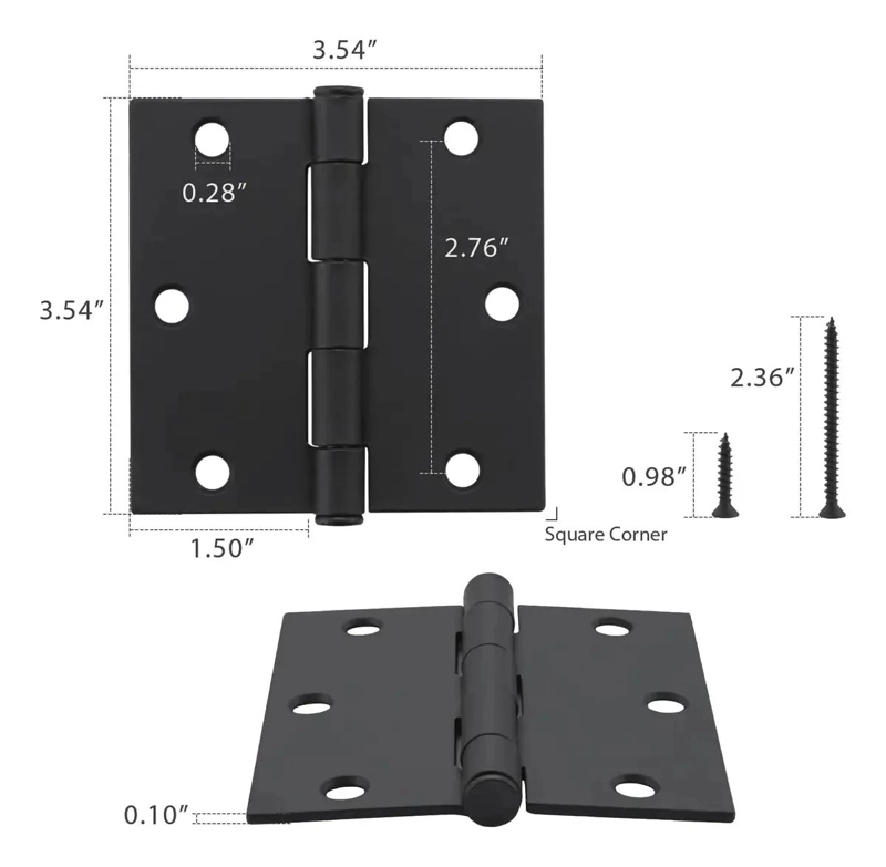 PACK DE 3 BISAGRAS NEGRAS CON RODAMIENTOS DE 3,5 CM - 3