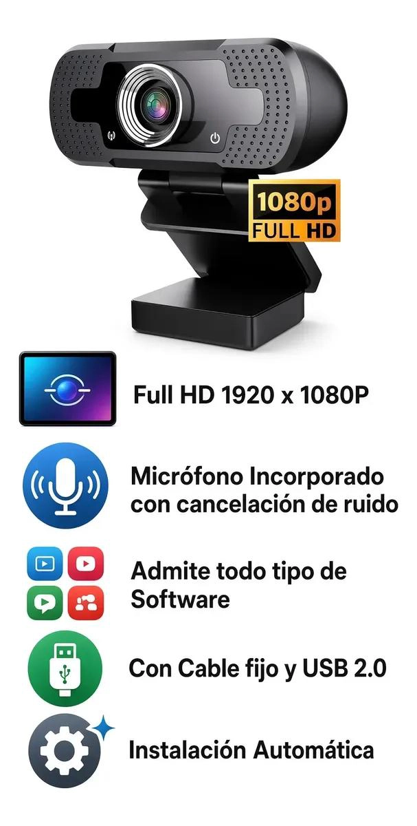 CAMARA WEB USB FULL HD 1080P PARA VIDEOLLAMADAS Y STREAMING - 2