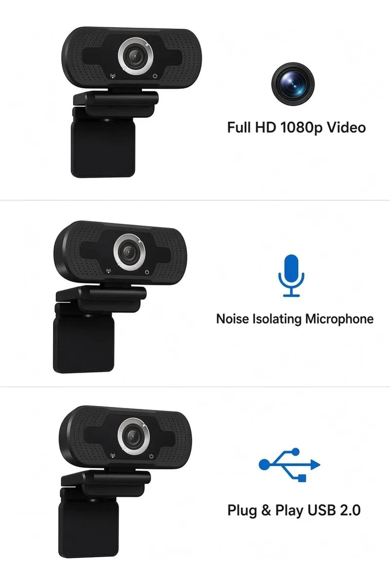 CAMARA WEB USB FULL HD 1080P PARA VIDEOLLAMADAS Y STREAMING - 3