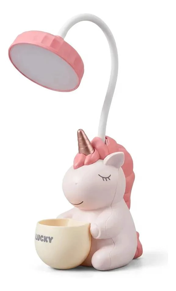 LAMPARA DE ESCRITORIO INFANTIL UNICORNIO ROSA CON SACAPUNTAS - 1