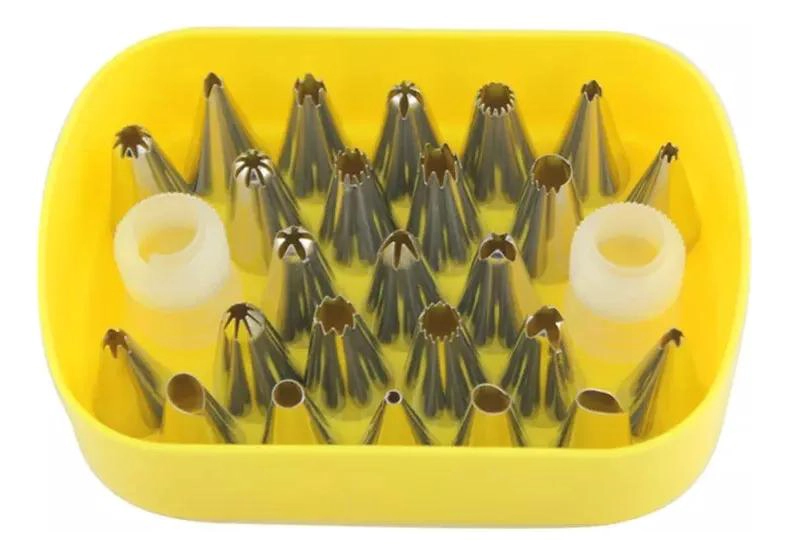 SET DE 25 BOQUILLAS PEQUEÑAS DE METAL CON 2 ADAPTADORES INCLUIDOS - 1