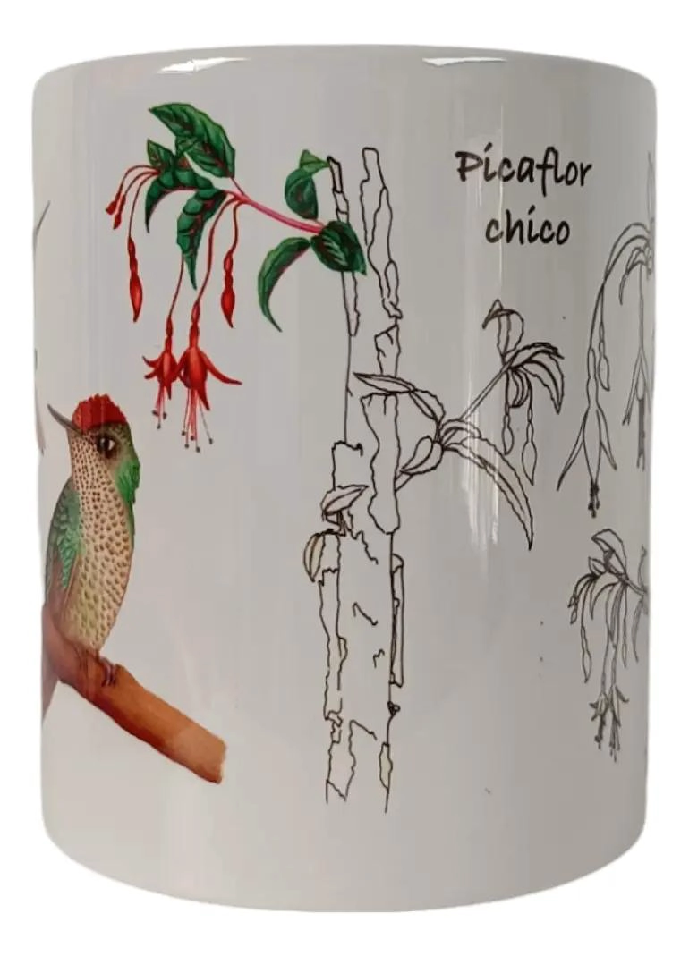 TAZA DE CERAMICA ILUSTRADA PICAFLOR CHICO PARA BEBIDAS - 1