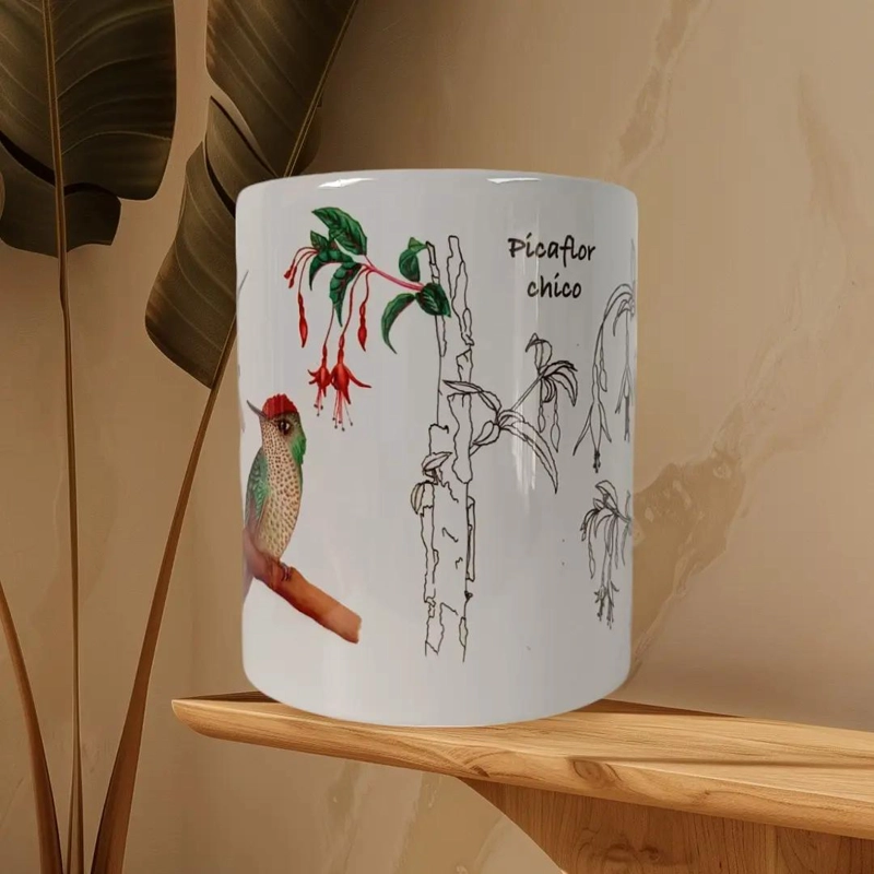 TAZA DE CERAMICA ILUSTRADA PICAFLOR CHICO PARA BEBIDAS - 2