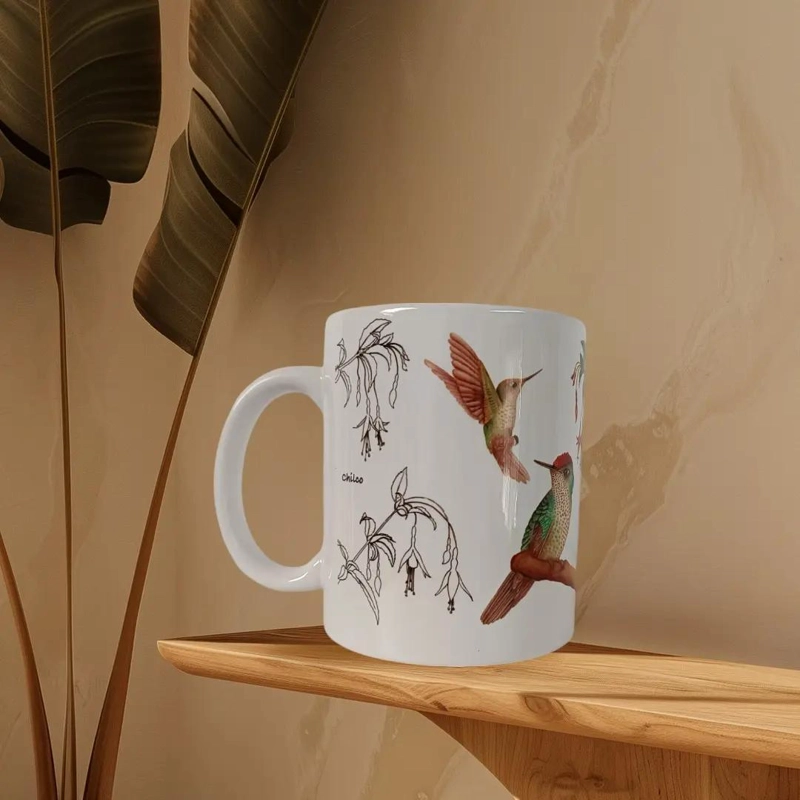 TAZA DE CERAMICA ILUSTRADA PICAFLOR CHICO PARA BEBIDAS - 3