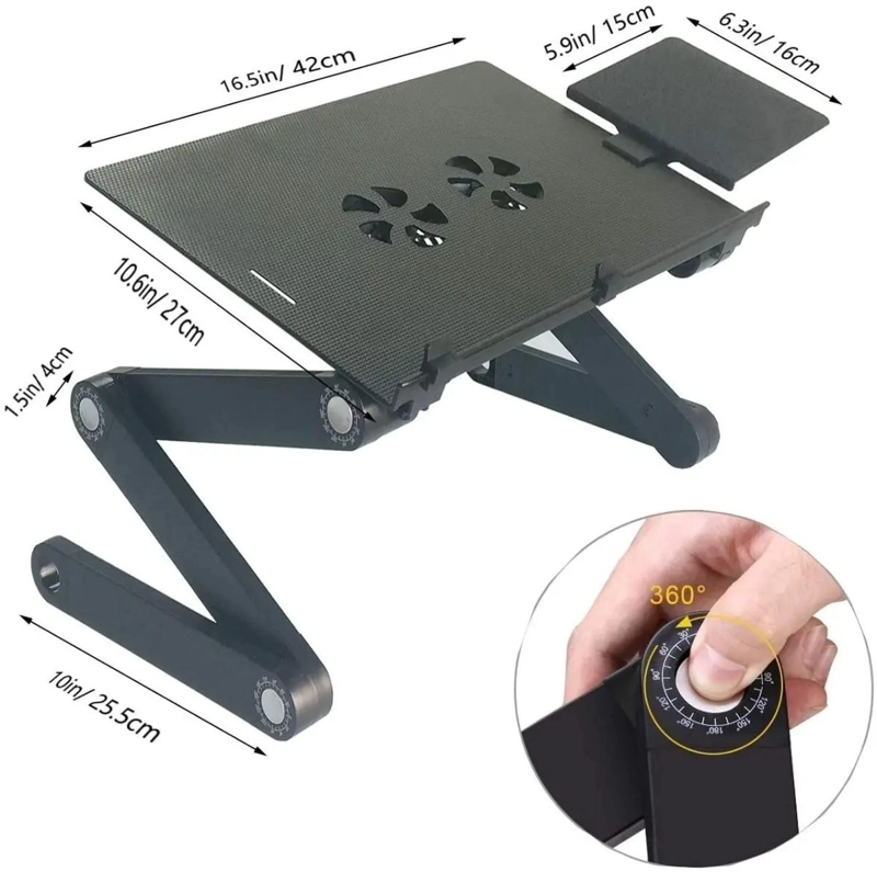 MESA PLEGABLE PARA PORTATIL CON VENTILADORES Y AJUSTE DE ALTURA - 4