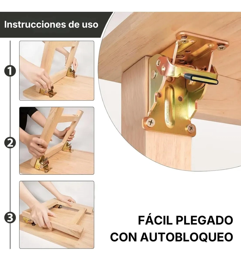 PACK 4 BISAGRAS ESCUADRAS ABATIBLES PARA MESA PLEGABLE - 4