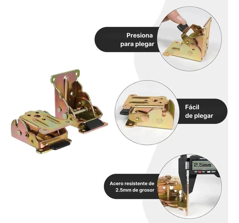 PACK 4 BISAGRAS ESCUADRAS ABATIBLES PARA MESA PLEGABLE - 9