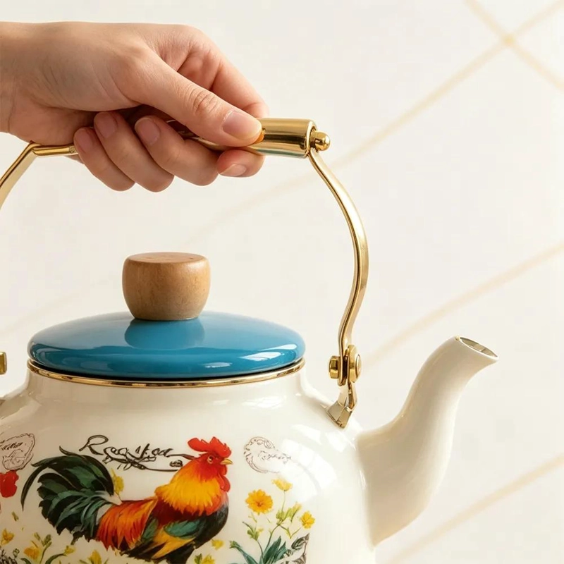 TETERA VINTAGE ESMALTE 2.5 L DISEÑO GALLO ELEGANTE - 3