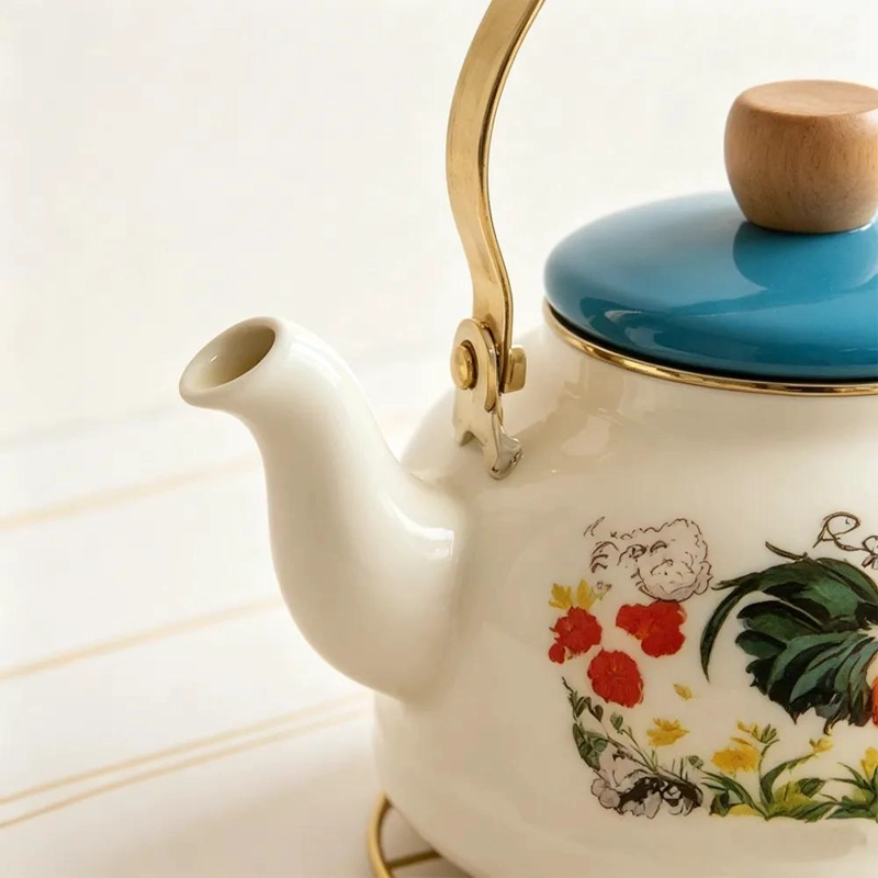 TETERA VINTAGE ESMALTE 2.5 L DISEÑO GALLO ELEGANTE - 4