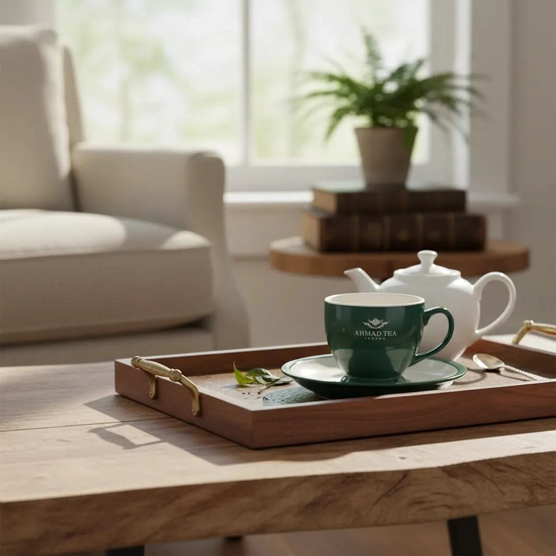 TAZA Y PLATILLO DE TE  CON CAPACIDAD DE 370 ML - 1