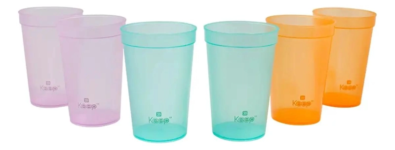 SET DE 6 VASOS PLASTICOS COLORES 500 ML PARA BEBIDAS - 3