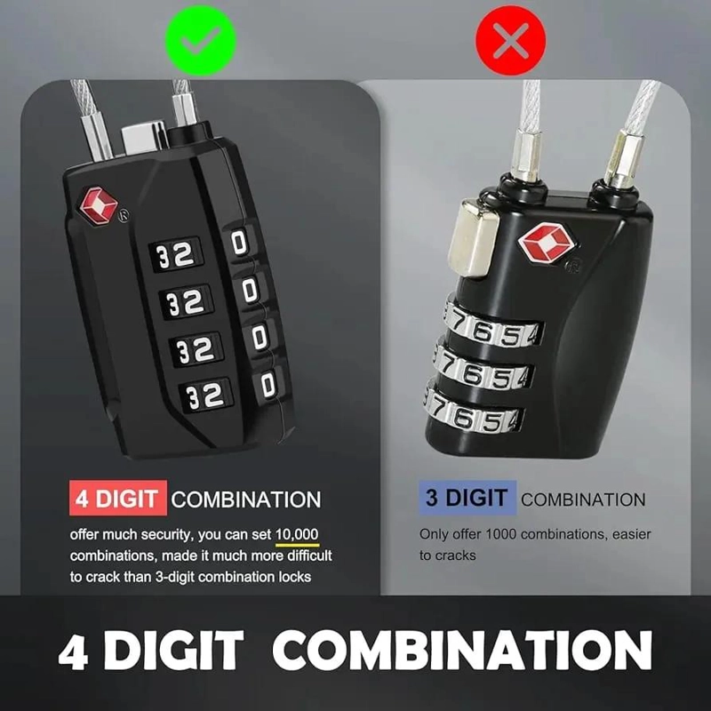 CANDADO DE COMBINACION 4 DIGITOS PARA MALETAS DE VIAJE - 5