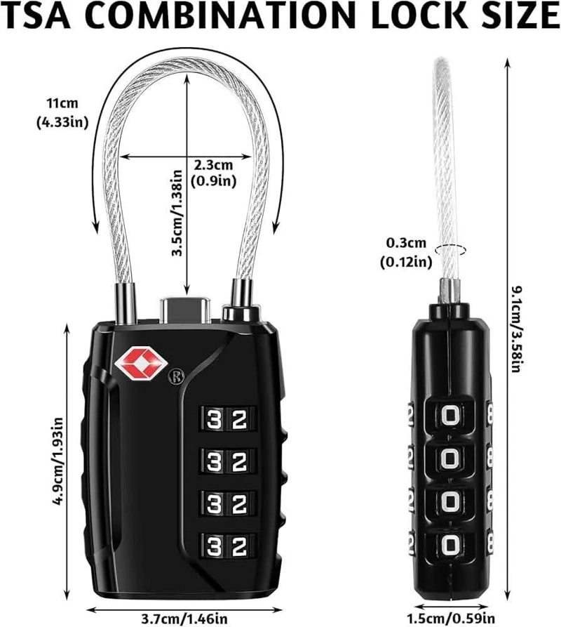 CANDADO DE COMBINACION 4 DIGITOS PARA MALETAS DE VIAJE - 9