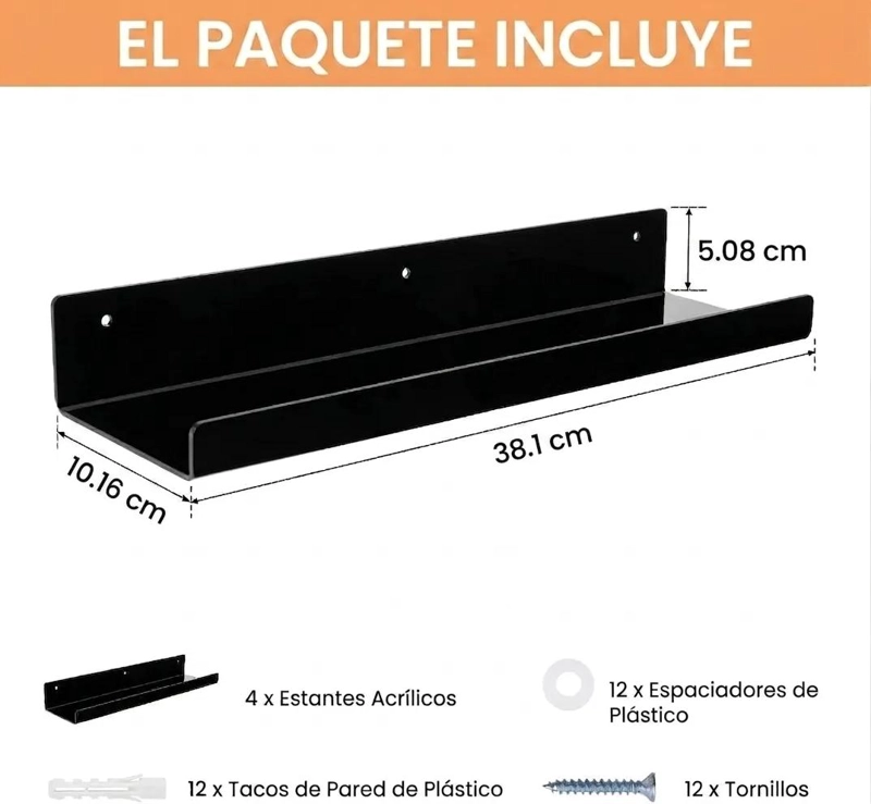 ESTANTE DE PARED ACRILICO NEGRO Y BLANCO PARA ORGANIZAR - 2