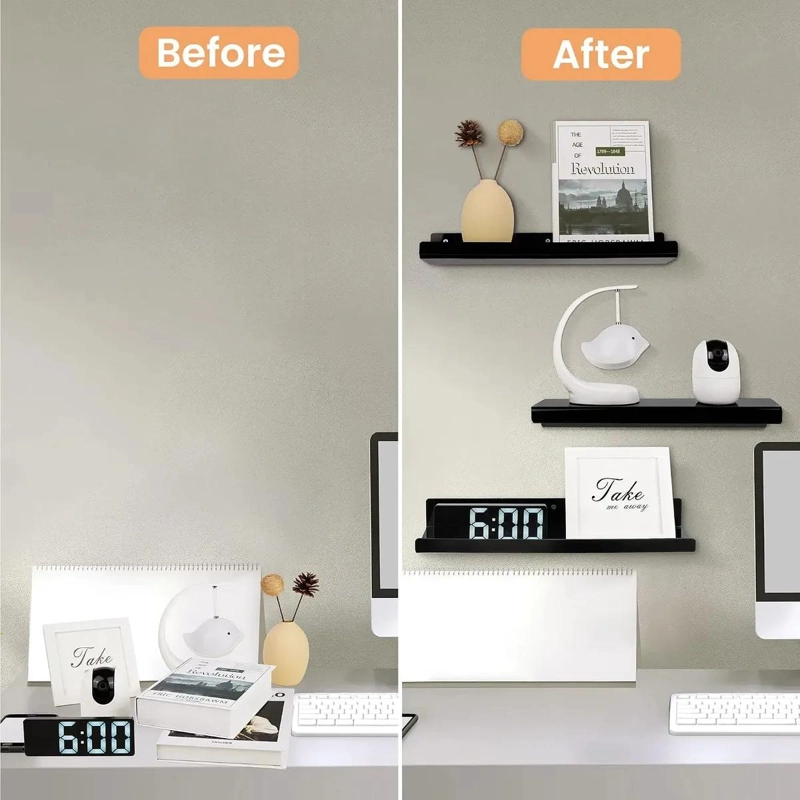 ESTANTE DE PARED ACRILICO NEGRO Y BLANCO PARA ORGANIZAR - 5