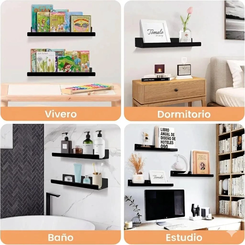 ESTANTE DE PARED ACRILICO NEGRO Y BLANCO PARA ORGANIZAR - 6
