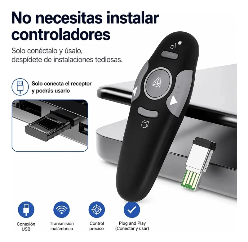 PUNTERO LASER INALAMBRICO USB PARA PRESENTACIONES EFECTIVAS - 5
