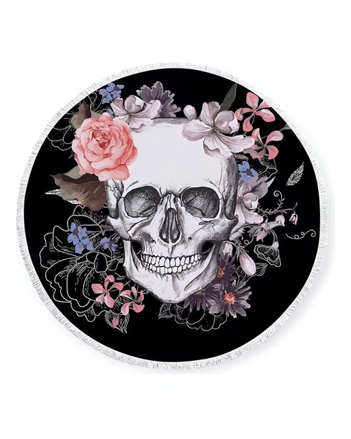 TOALLA MANTA REDONDA PLAYERA CON DISEÑO CALAVERA - 2