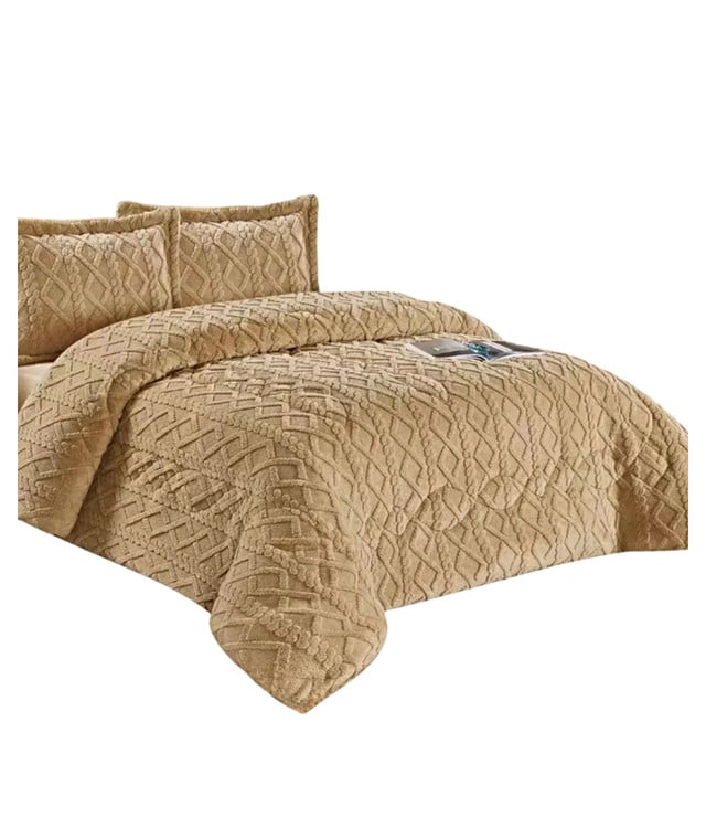 CUBRECAMA CHIPORRO TRENZADO 2 PLAZAS BEIGE - 1