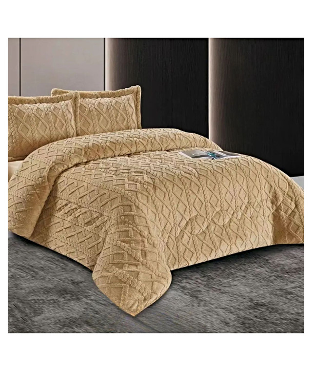 CUBRECAMA CHIPORRO TRENZADO 2 PLAZAS BEIGE - 3