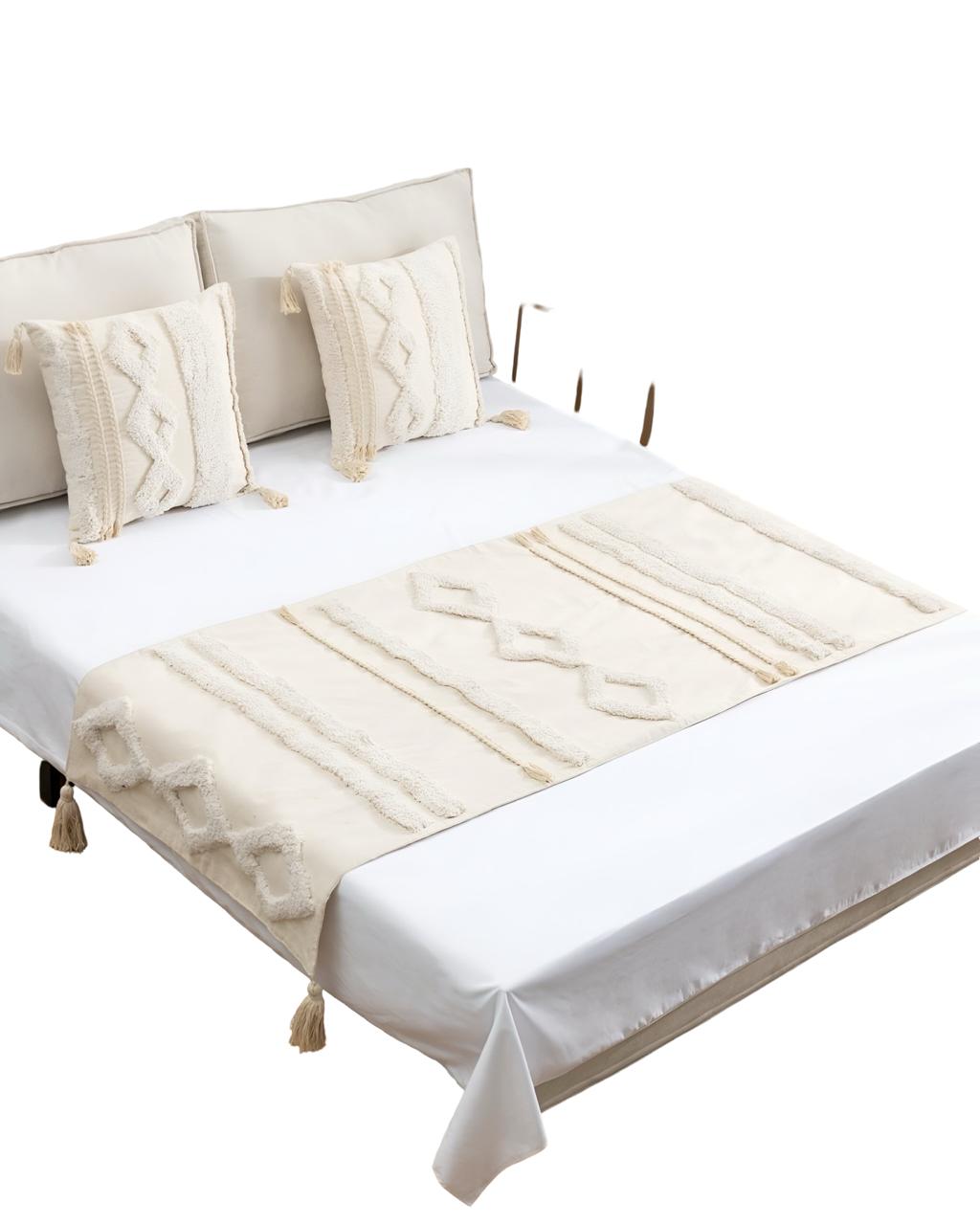 JUEGO DE PIECERA DE CAMA MAS 2 COJIN CON FUNDAS MODELO BOHO - 3