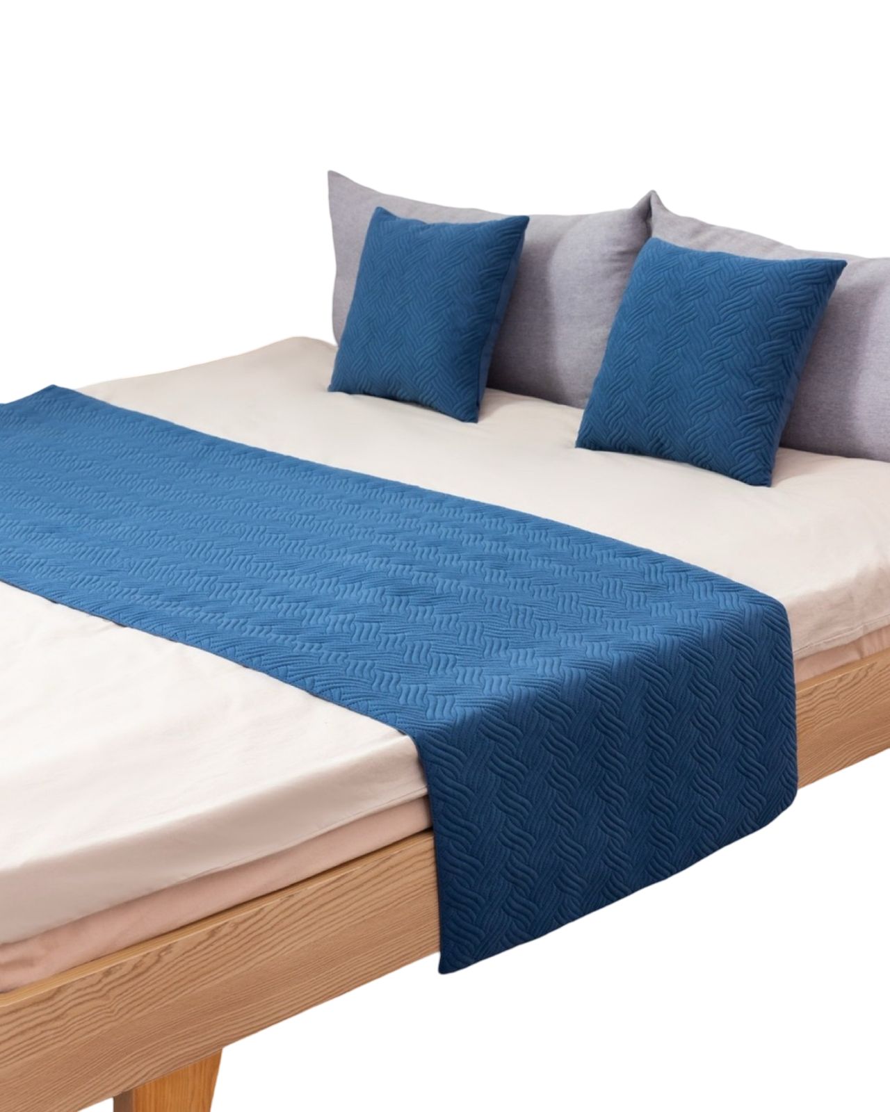 PIECERA DE CAMA DECORATIVA MODELO PLUSH AZUL - 2
