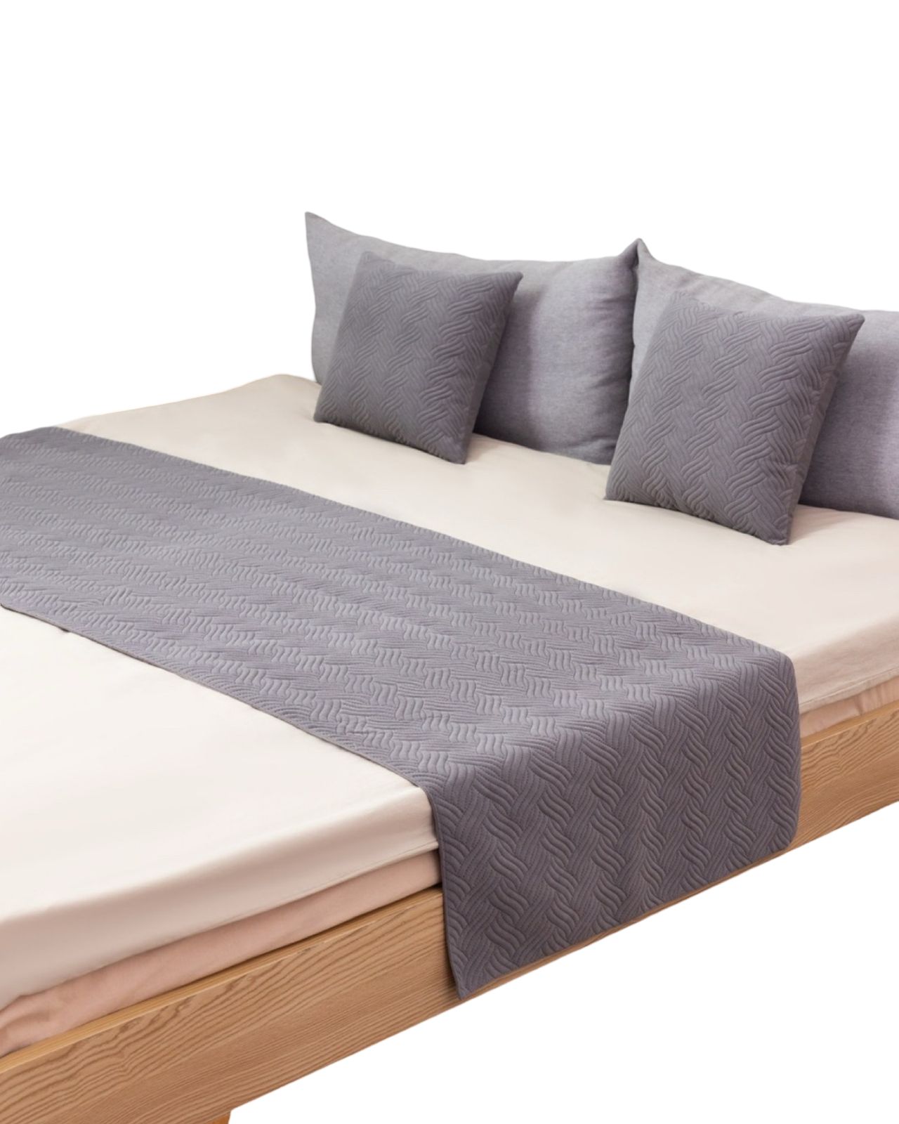 JUEGO DE PIECERA DE CAMA CON 2 FUNDAS MODELO PLUSH GRIS - 2