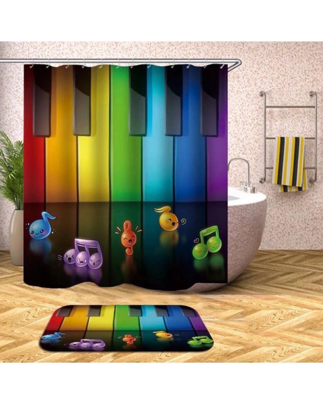 CORTINA DE BAÑO MAS FORRO DE DUCHA IMPERMEABLE - 2