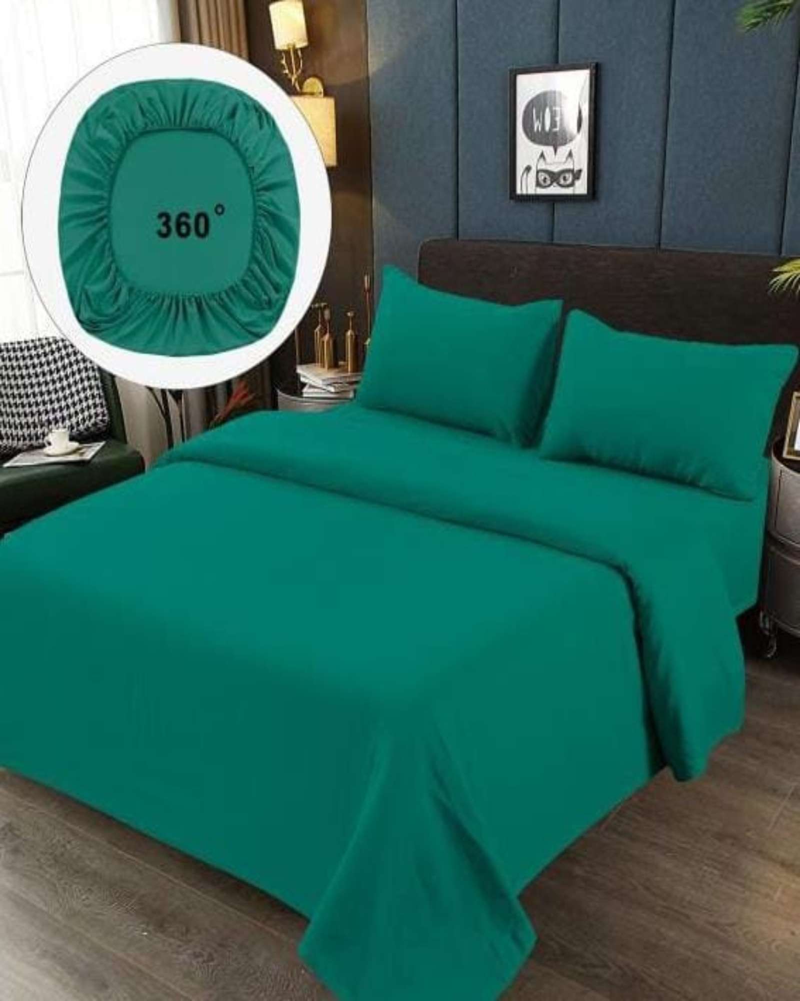 SABANAS 200 HILOS SUPER KING TURQUESA - 1