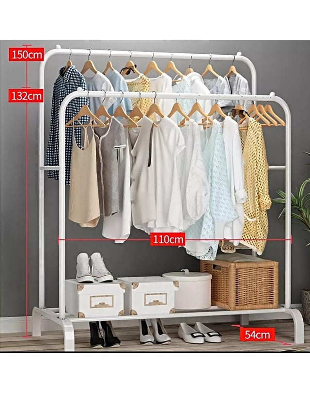 PERCHERO ORGANIZADOR DOBLE DE ROPA BLANCO - 2