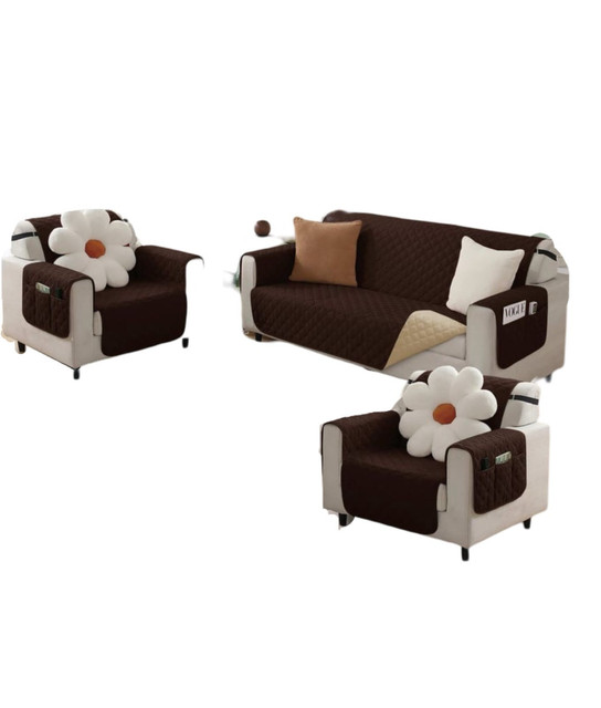 JUEGO DE 2 FUNDA SOFÁ SILLÓN 3 CUERPOS SOBREPONER BICOLOR - 3