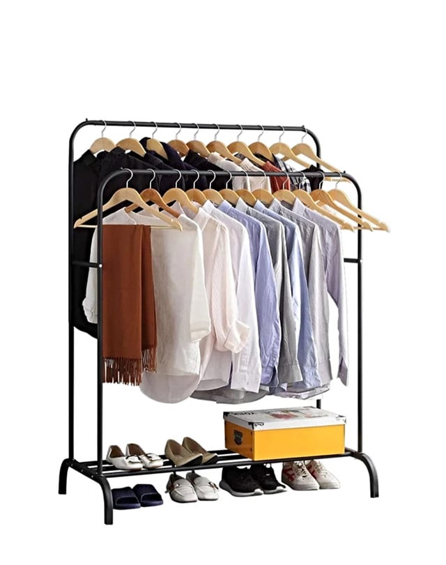 PERCHERO ORGANIZADOR DOBLE DE ROPA NEGRO - 1