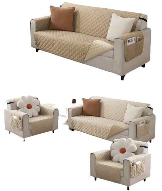 JUEGO DE 2 FUNDA SOFÁ SILLÓN 3 CUERPOS SOBREPONER BICOLOR - 1