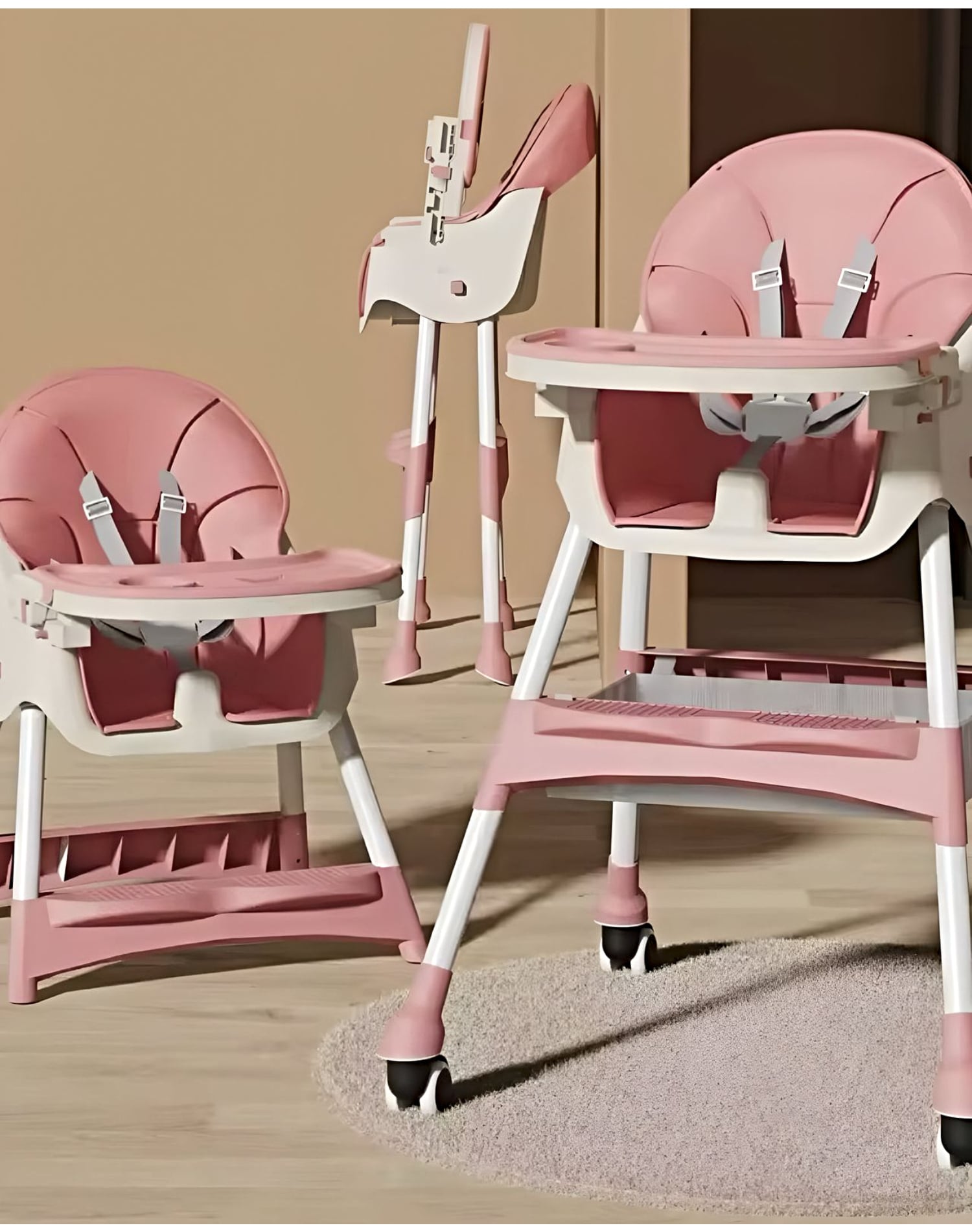 SILLA ALTA PARA ALIMENTACIÓN MULTIFUNCIONAL PARA BEBÉS ROSA - 2