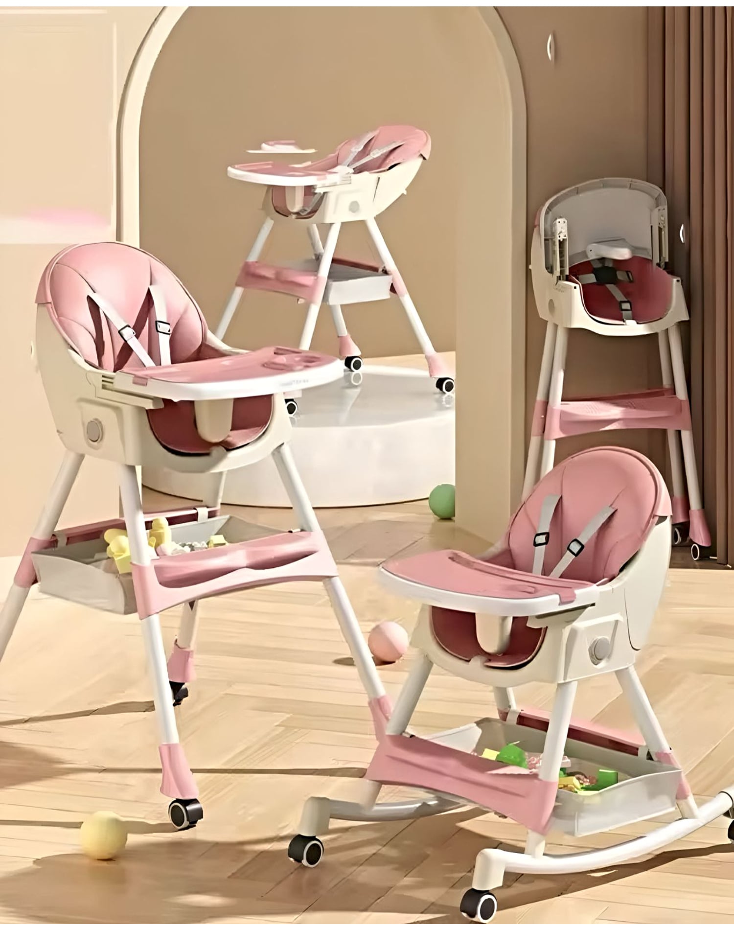 SILLA ALTA PARA ALIMENTACIÓN MULTIFUNCIONAL PARA BEBÉS ROSA - 3