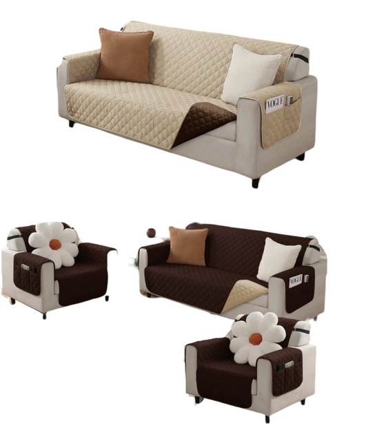 JUEGO DE 3 -1 -1 FUNDA SOFÁ SILLÓN SOBREPONER BICOLOR - 1