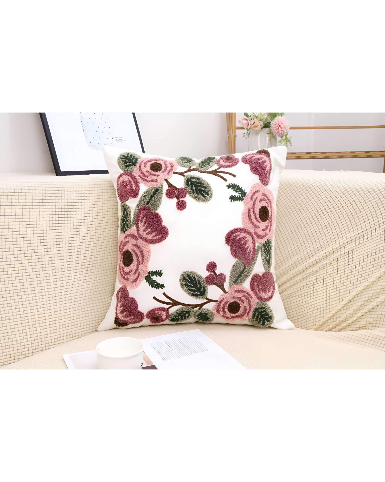 SET DE 4 FUNDAS BORDADAS 45X45 C12 - 3