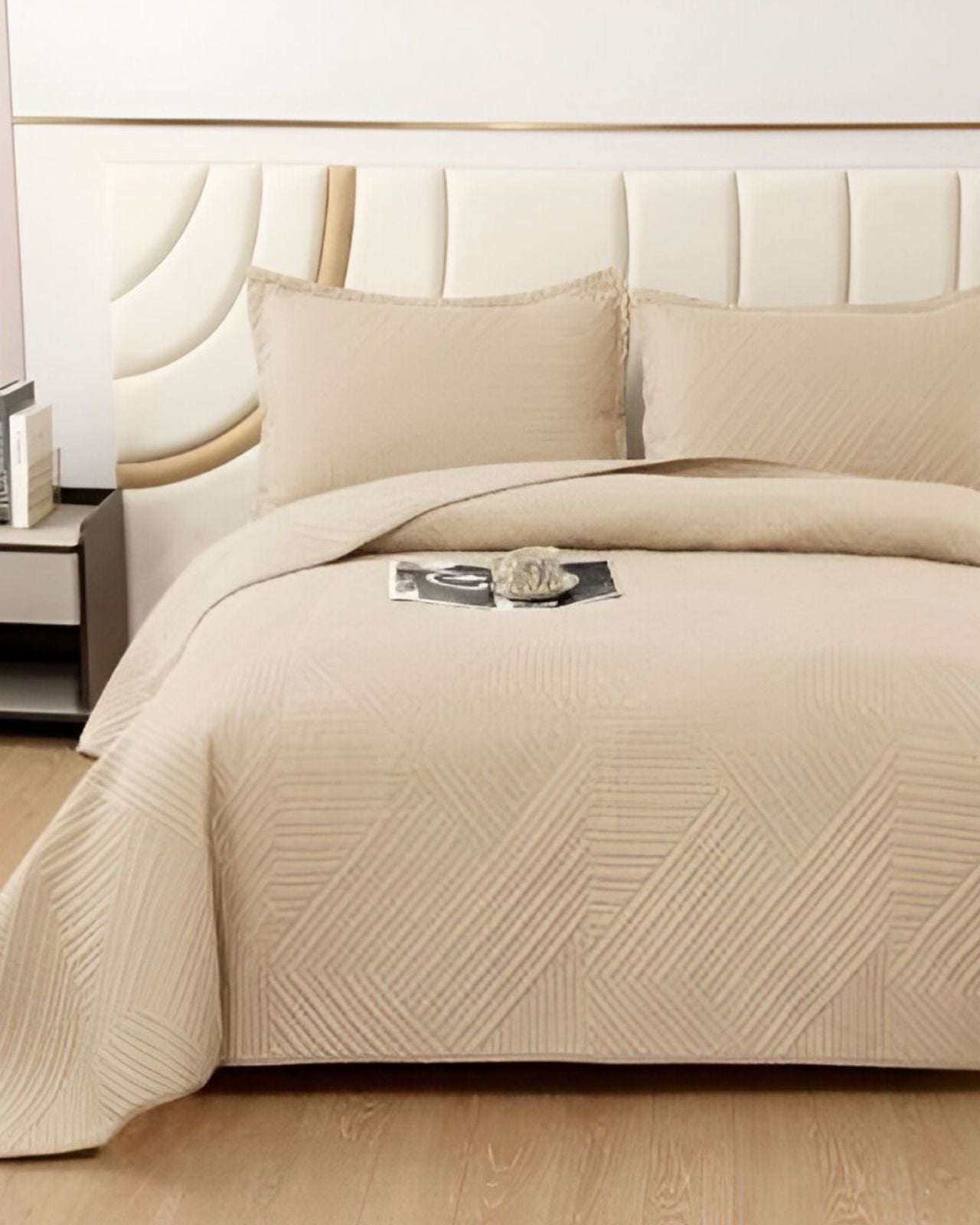 CUBRECAMA QUILT VERANO KING BEIGE - 2