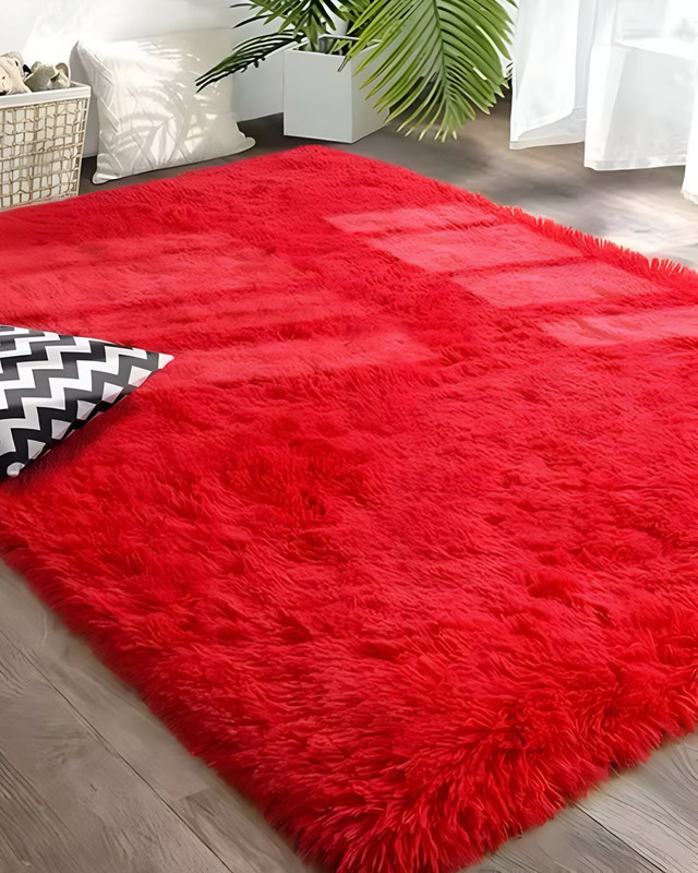 ALFOMBRA PELUDA SUAVE 200 X 300 CM PRIMERA CALIDAD ROJO - 1