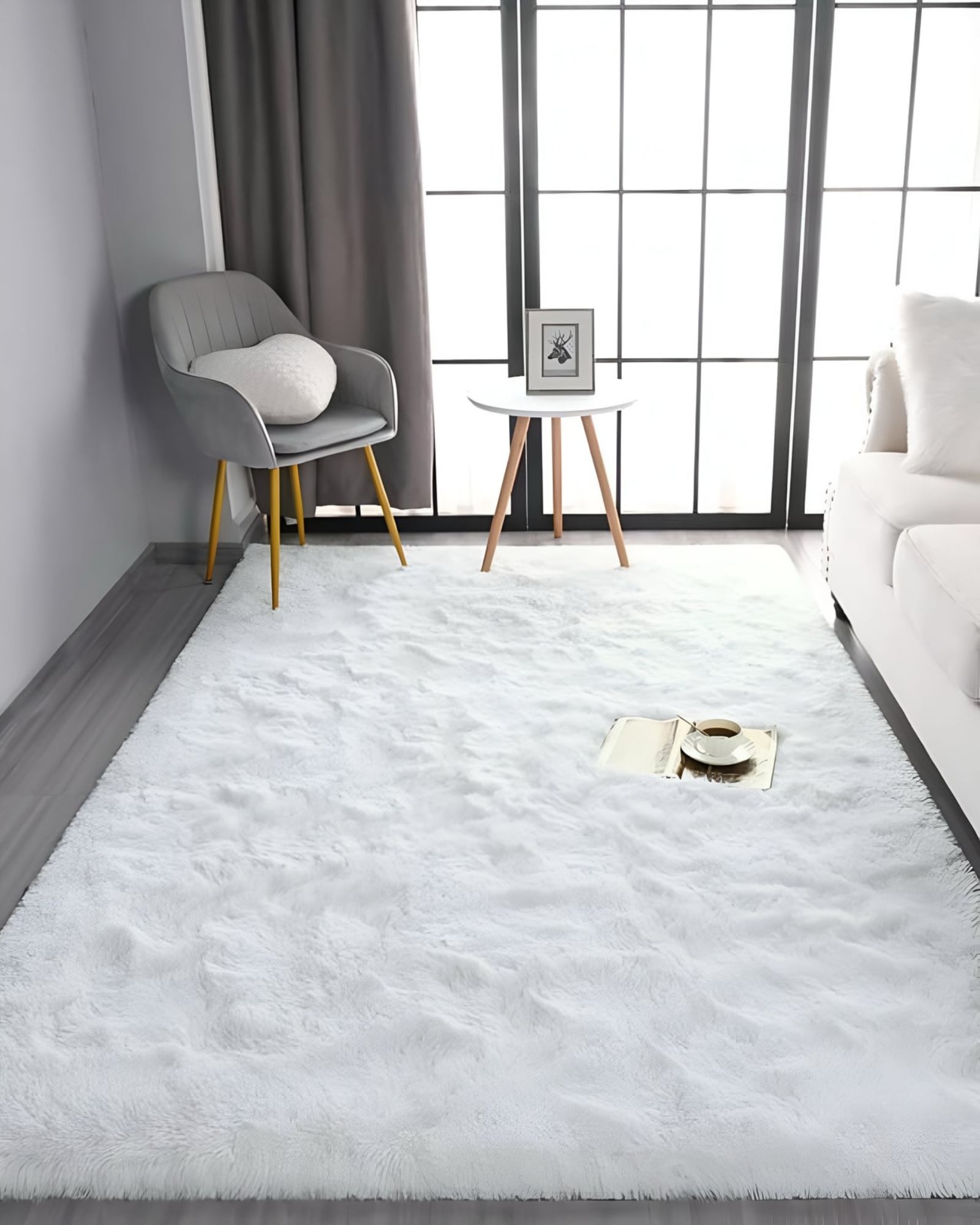 ALFOMBRA PELUDA SUAVE 200 X 300 CM PRIMERA CALIDAD BLANCO - 1