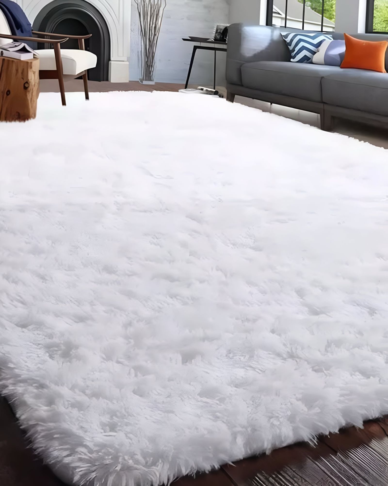 ALFOMBRA PELUDA SUAVE 200 X 300 CM PRIMERA CALIDAD BLANCO - 3