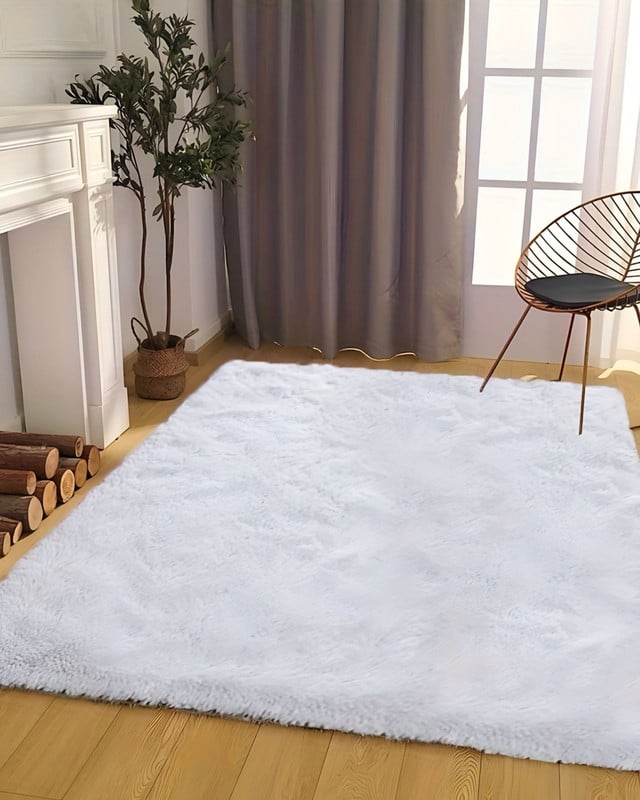 ALFOMBRA PELUDA SUAVE 240 X 200 CM PRIMERA CALIDAD BLANCO - 2
